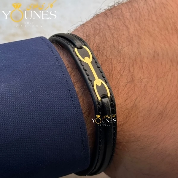 دستبند طلا چرم مردانه مدرن L132